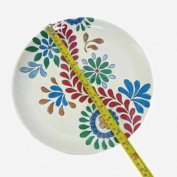 BUNGALOW Set of 4 Melamine 11" Dinner Plates Burgundy Floral Summer Table Decor - Picture 4 of 5